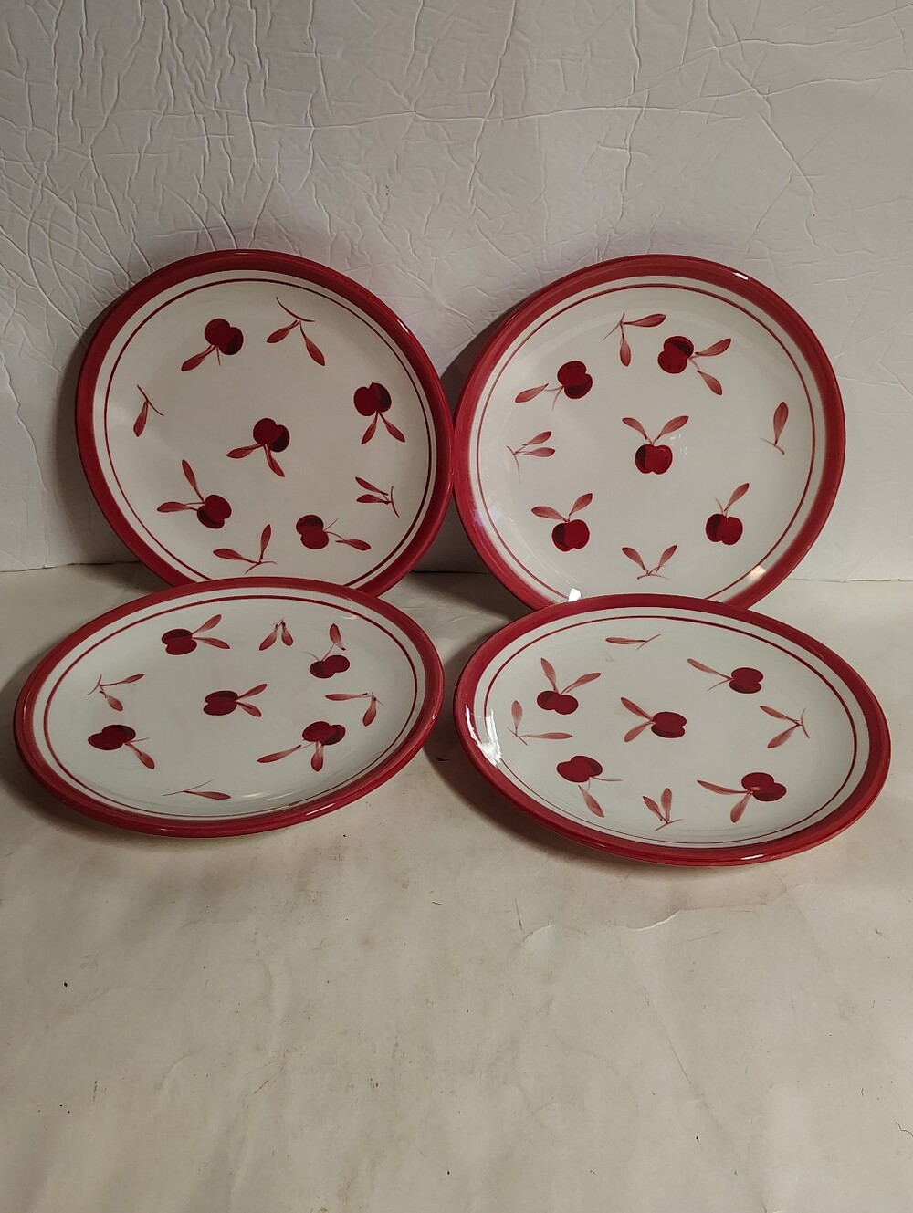 Dansk Ceramic Bing Cherry Salad Dessert Plates Set Of 4 Hand Painted 9"